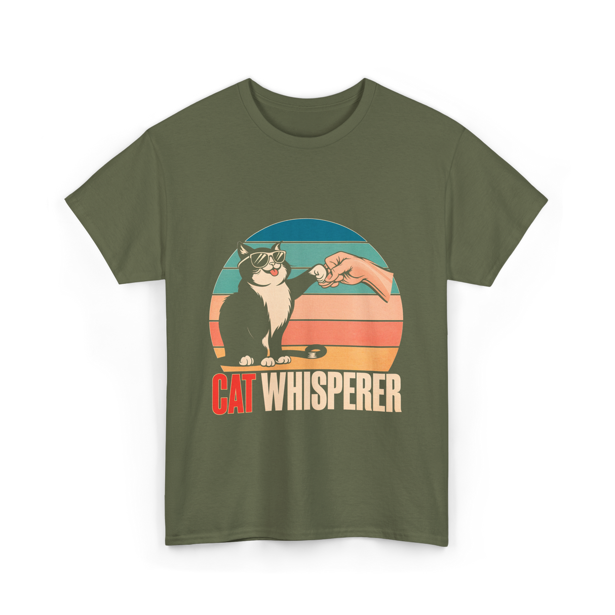 Cat Whisperer Cat T-Shirt - Military Green