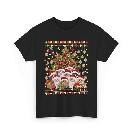 Cats Christmas Tree Cats T-Shirt - Black