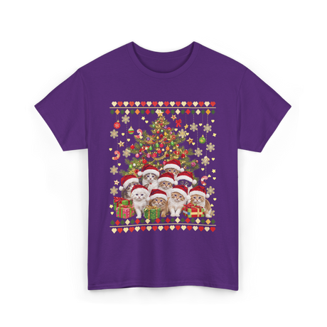 Cats Christmas Tree Cats T-Shirt - Purple