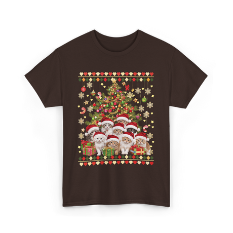 Cats Christmas Tree Cats T-Shirt - Dark Chocolate