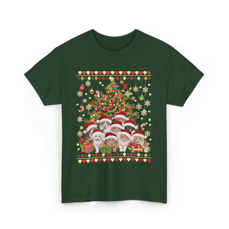 Cats Christmas Tree Cats T-Shirt - Forest Green