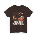 Cats For Everybody Christmas Cat T-Shirt - Dark Chocolate