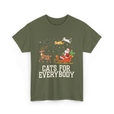 Cats For Everybody Christmas Cat T-Shirt - Military Green