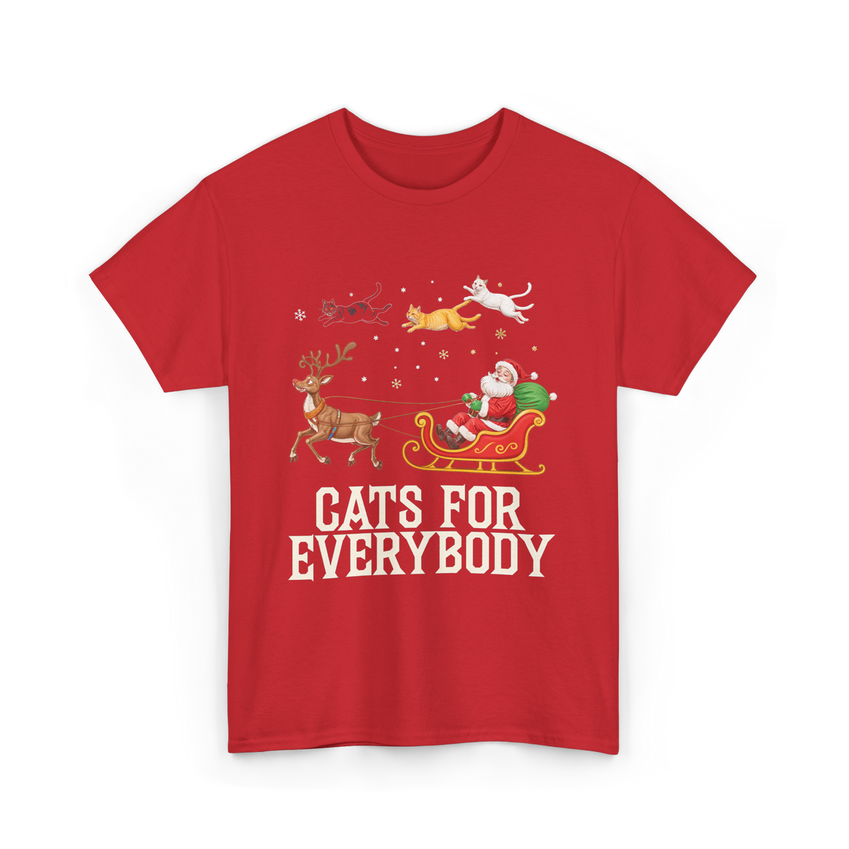 Cats For Everybody Christmas Cat T-Shirt - Red