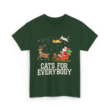 Cats For Everybody Christmas Cat T-Shirt - Forest Green