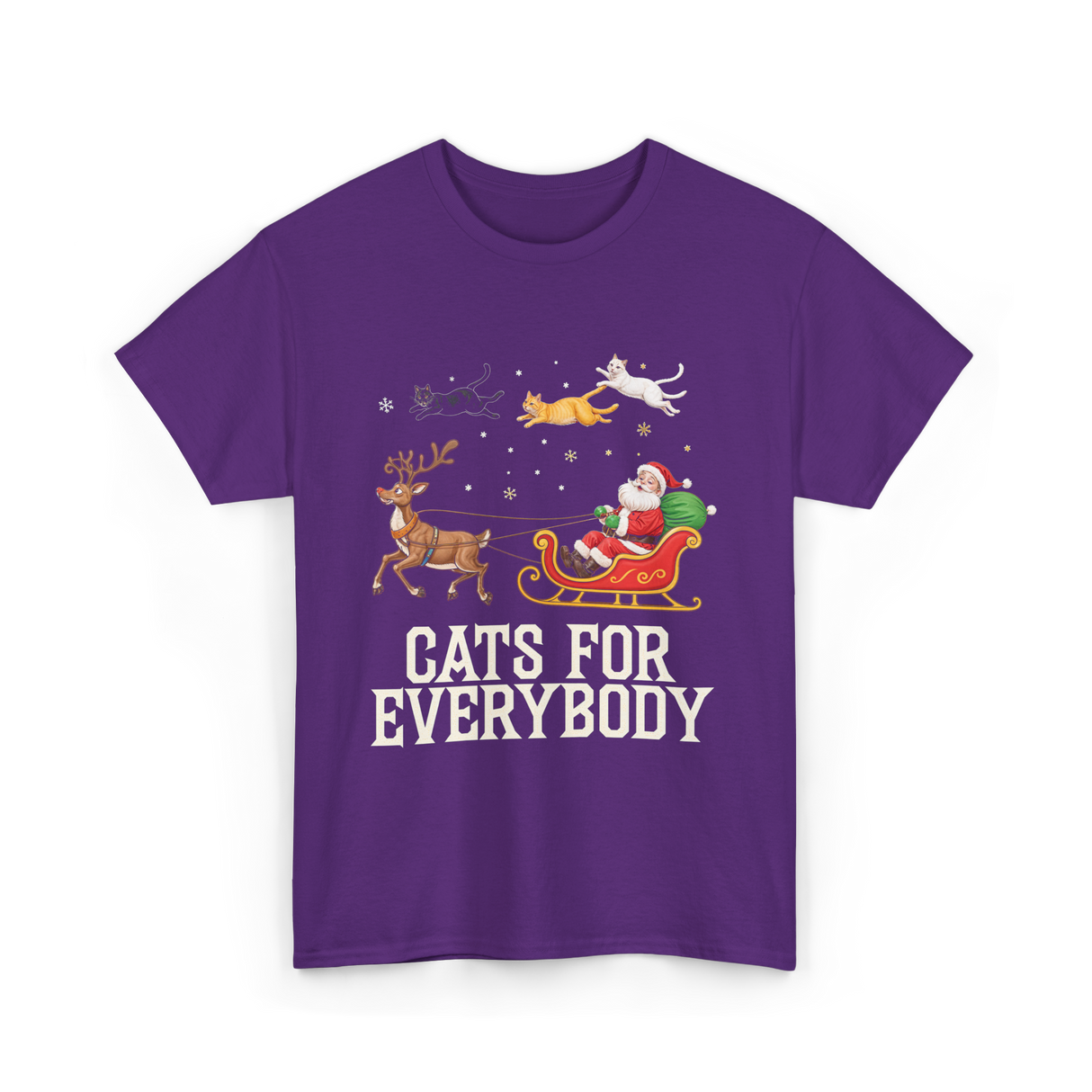 Cats For Everybody Christmas Cat T-Shirt - Purple