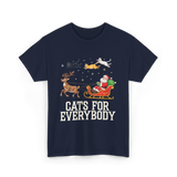 Cats For Everybody Christmas Cat T-Shirt - Navy