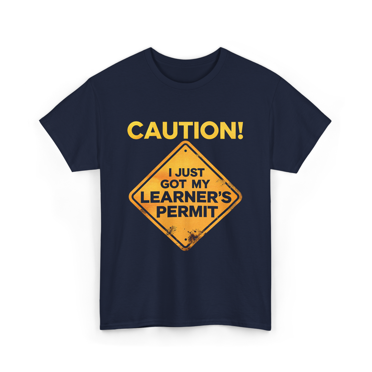 Caution Learner's Permit New Driver T-Shirt - Navy