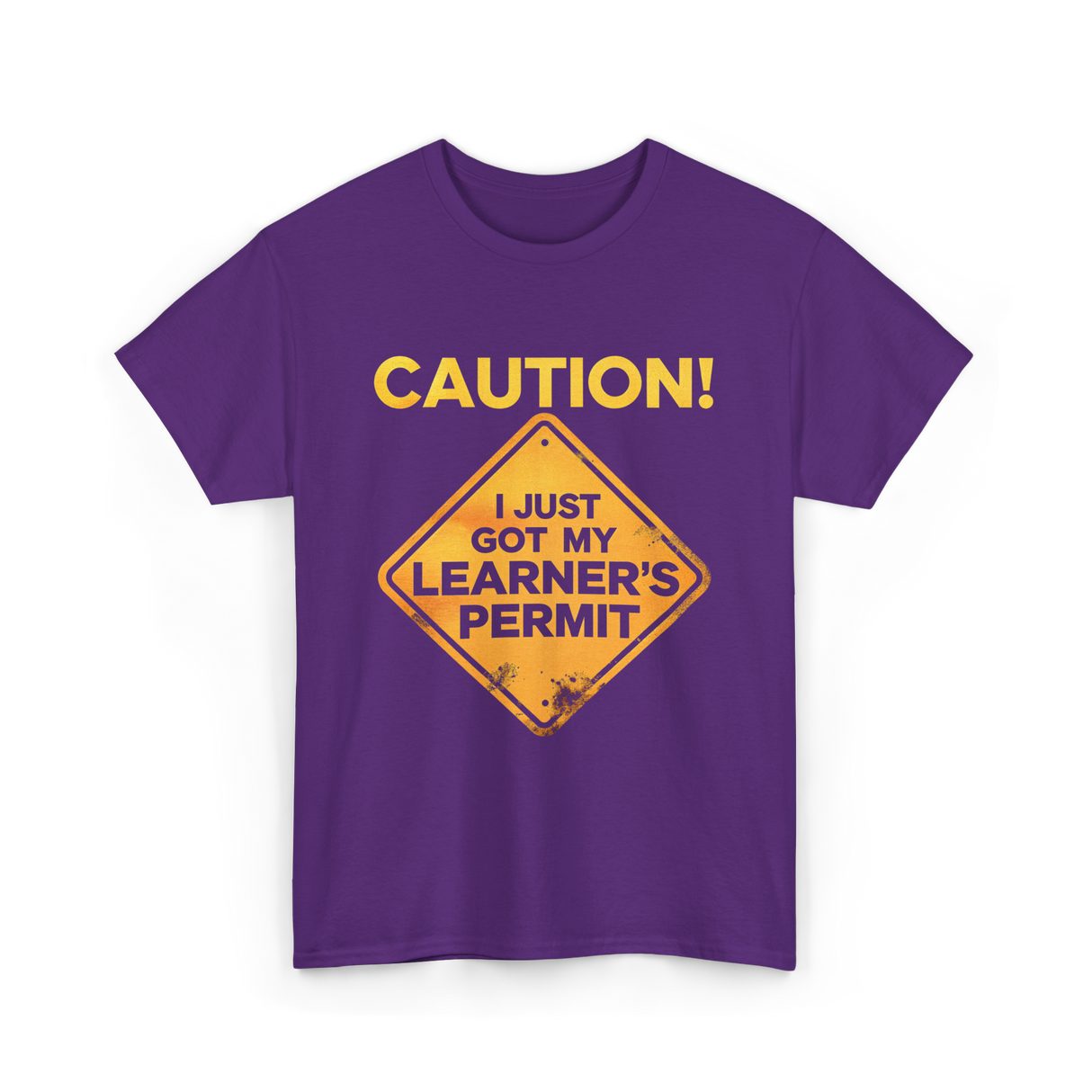 Caution Learner's Permit New Driver T-Shirt - Purple