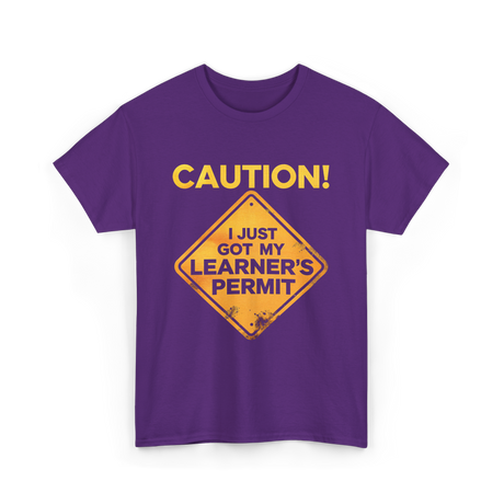 Caution Learner's Permit New Driver T-Shirt - Purple