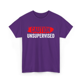 Caution Unsupervised Sarcastic Sayings T-Shirt - Purple