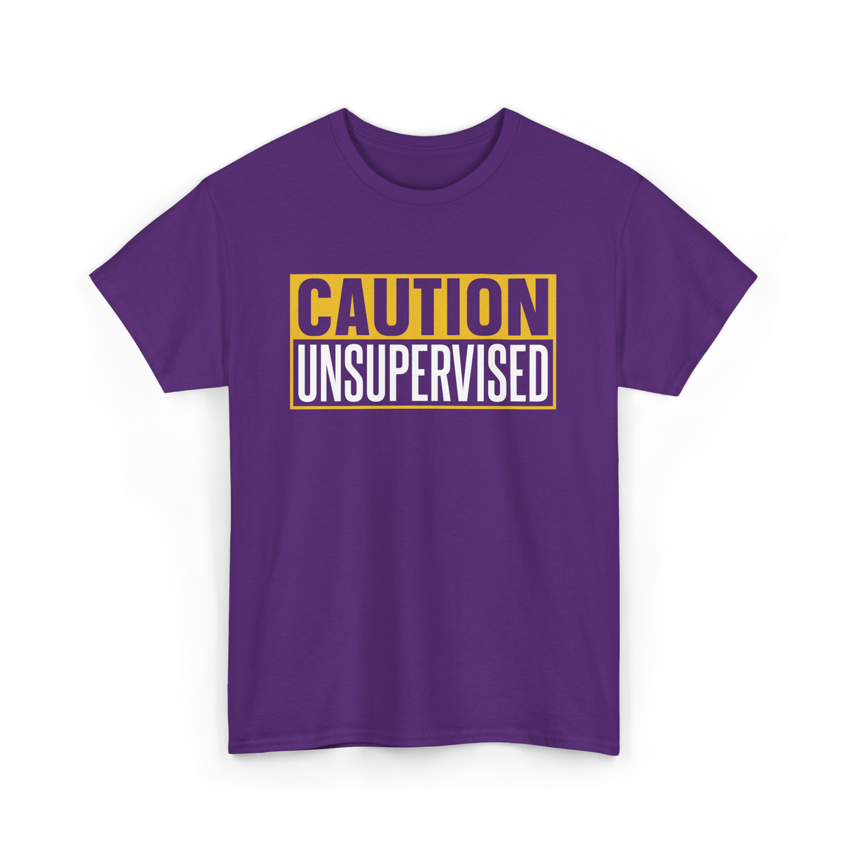 Caution Unsupervised Warning Sign T-Shirt - Purple