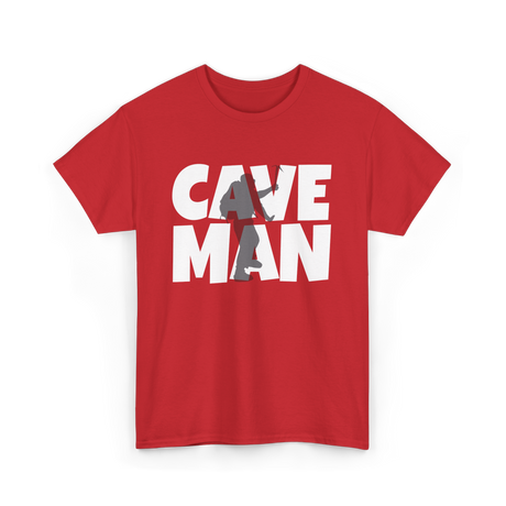 Cave Man Explorer Caving Adventure T-Shirt - Red