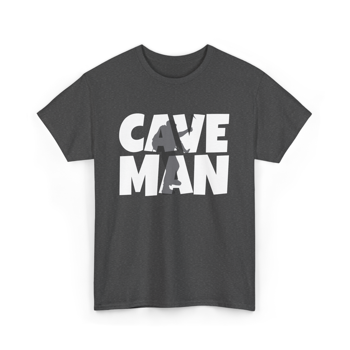 Cave Man Explorer Caving Adventure T-Shirt - Dark Heather