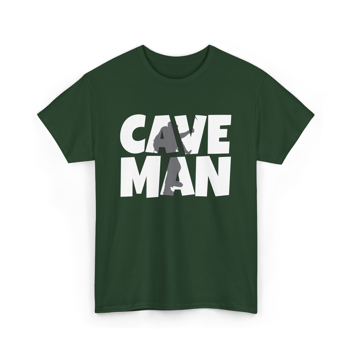 Cave Man Explorer Caving Adventure T-Shirt - Forest Green