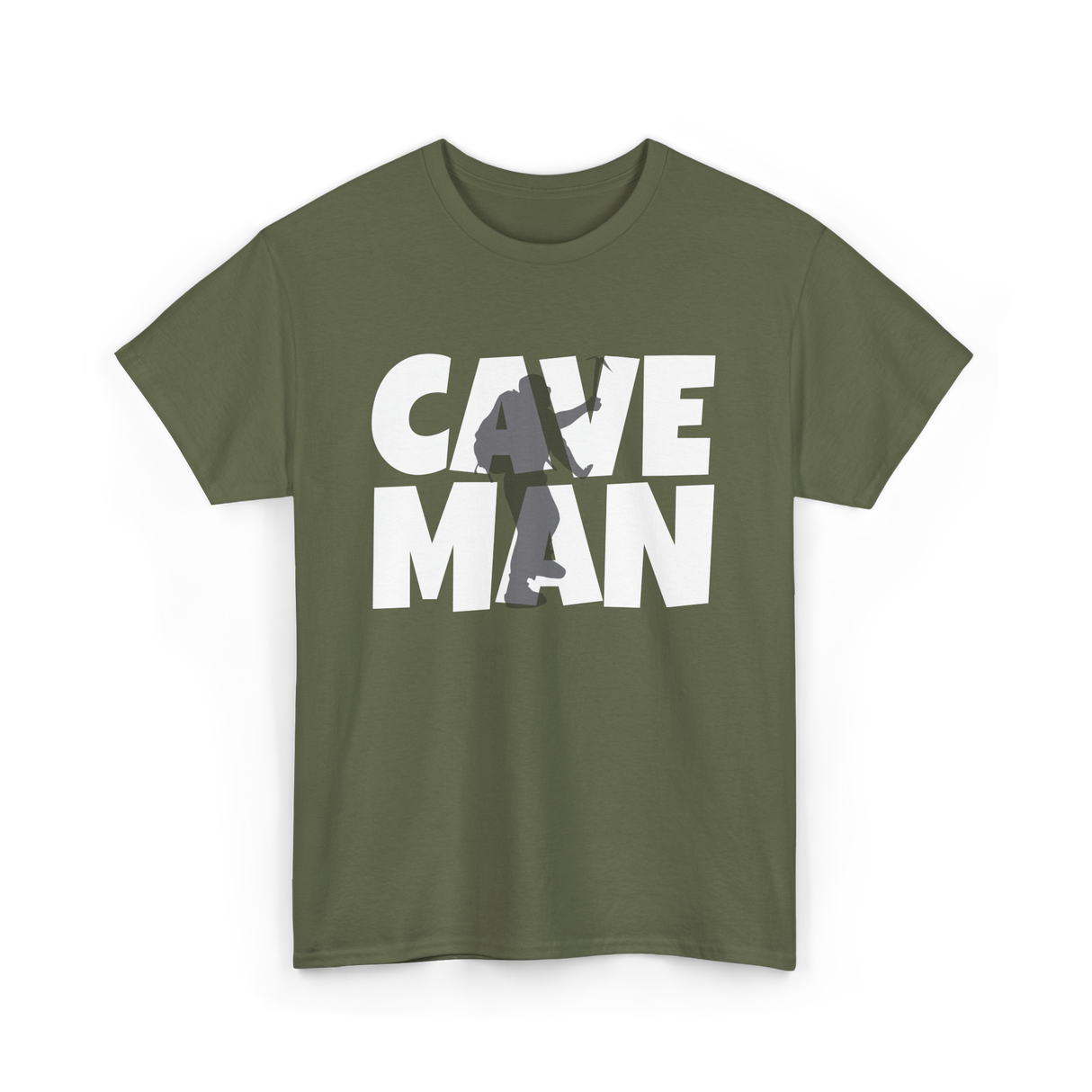 Cave Man Explorer Caving Adventure T-Shirt - Military Green