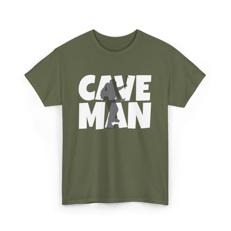 Cave Man Explorer Caving Adventure T-Shirt - Military Green