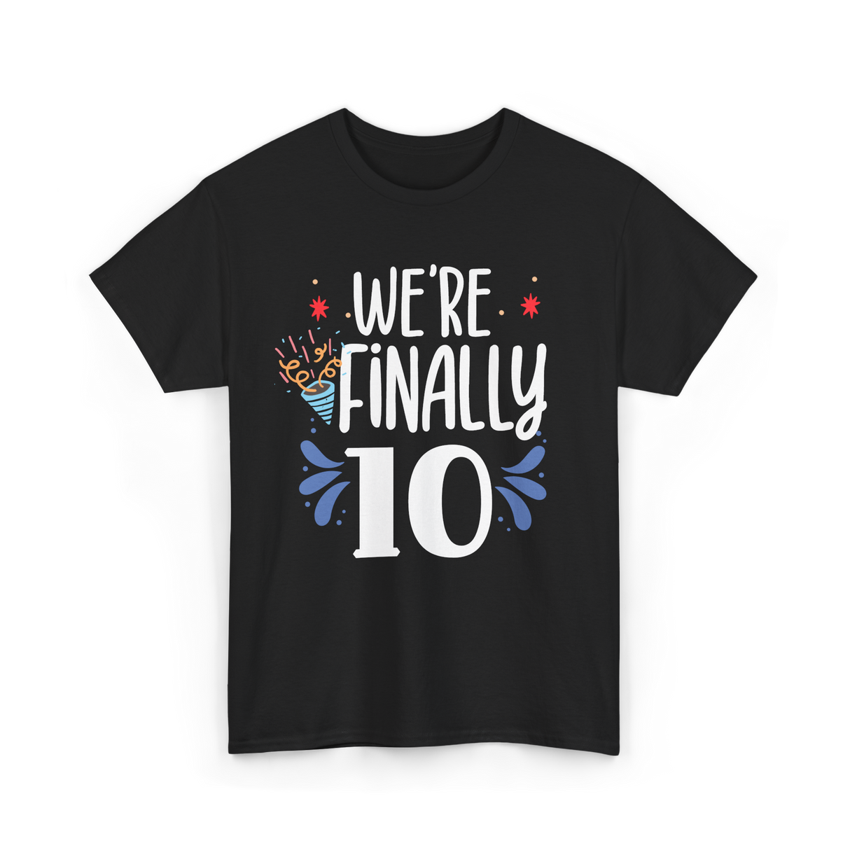 Celebrate 10 Birthday Twins T-Shirt - Black