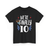 Celebrate 10 Birthday Twins T-Shirt - Black