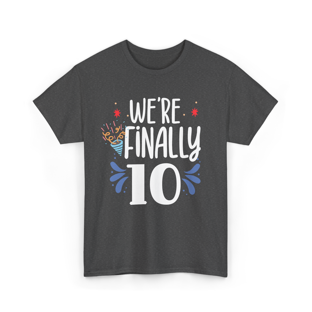 Celebrate 10 Birthday Twins T-Shirt - Dark Heather