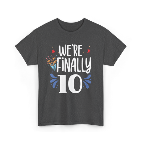 Celebrate 10 Birthday Twins T-Shirt - Dark Heather