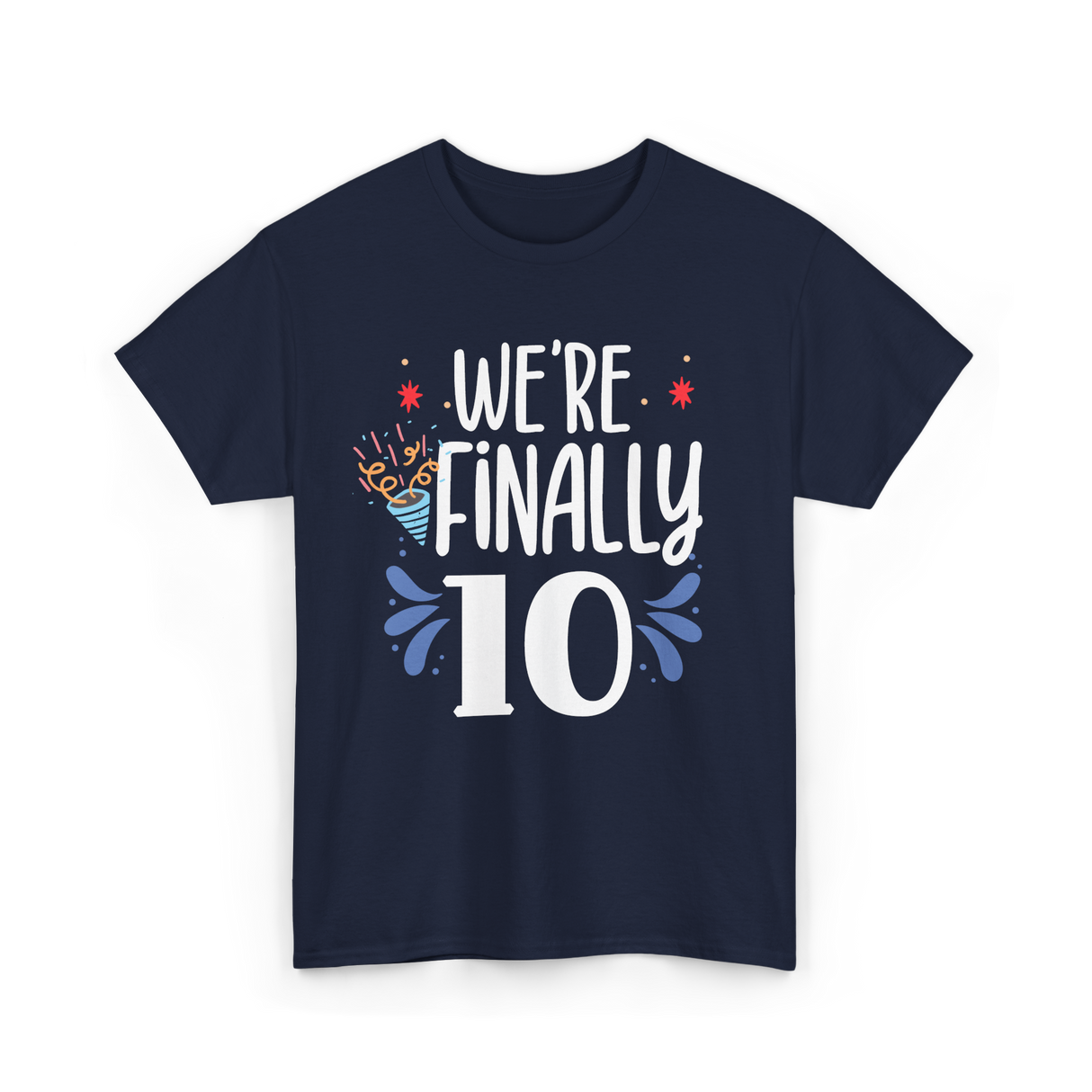 Celebrate 10 Birthday Twins T-Shirt - Navy