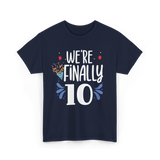 Celebrate 10 Birthday Twins T-Shirt - Navy