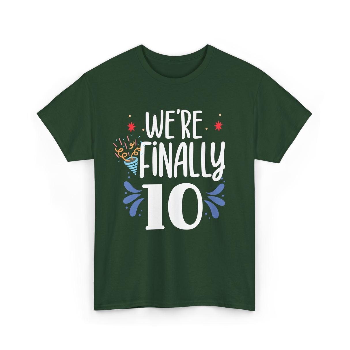 Celebrate 10 Birthday Twins T-Shirt - Forest Green