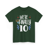 Celebrate 10 Birthday Twins T-Shirt - Forest Green