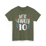 Celebrate 10 Birthday Twins T-Shirt - Military Green