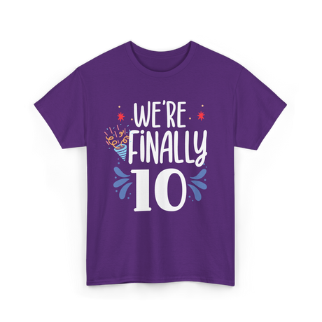 Celebrate 10 Birthday Twins T-Shirt - Purple