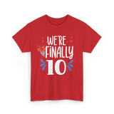 Celebrate 10 Birthday Twins T-Shirt - Red