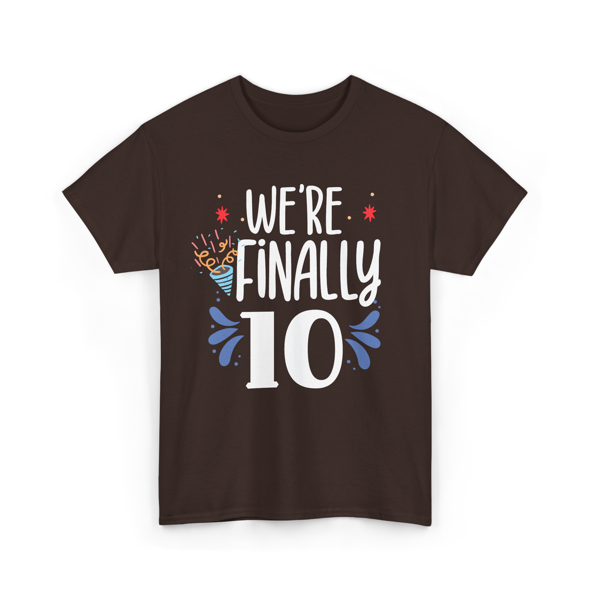 Celebrate 10 Birthday Twins T-Shirt - Dark Chocolate