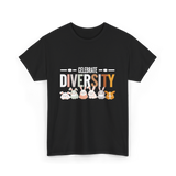 Celebrate Diversity Bunny Rabbits T-Shirt - Black