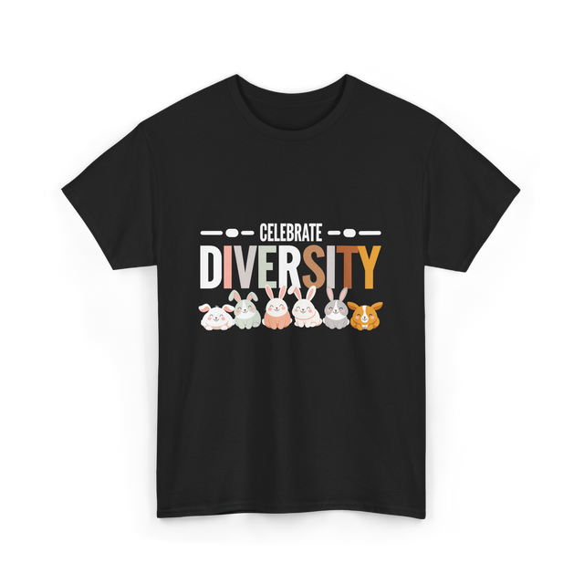 Celebrate Diversity Bunny Rabbits T-Shirt - Black