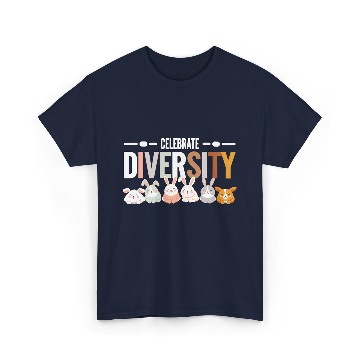 Celebrate Diversity Bunny Rabbits T-Shirt - Navy