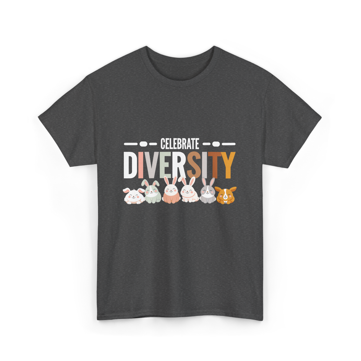 Celebrate Diversity Bunny Rabbits T-Shirt - Dark Heather