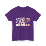 Celebrate Diversity Bunny Rabbits T-Shirt - Purple