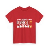 Celebrate Diversity Bunny Rabbits T-Shirt - Red