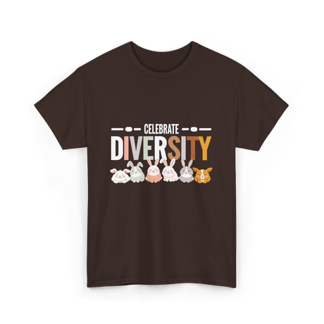 Celebrate Diversity Bunny Rabbits T-Shirt - Dark Chocolate