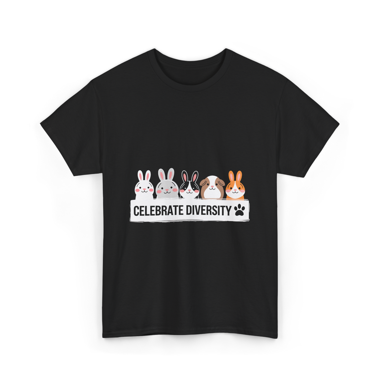 Celebrate Diversity Pet Bunnies T-Shirt - Black