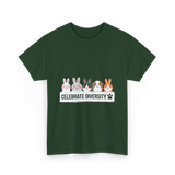 Celebrate Diversity Pet Bunnies T-Shirt - Forest Green