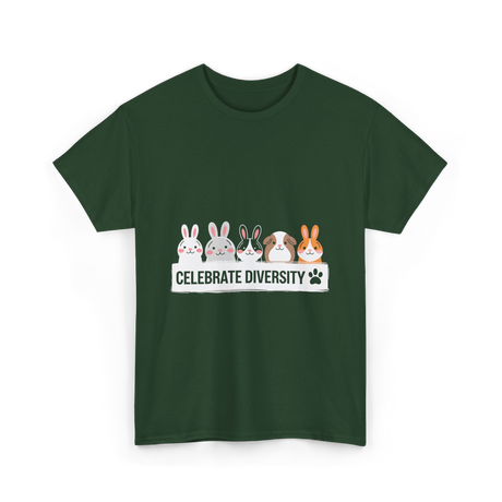 Celebrate Diversity Pet Bunnies T-Shirt - Forest Green