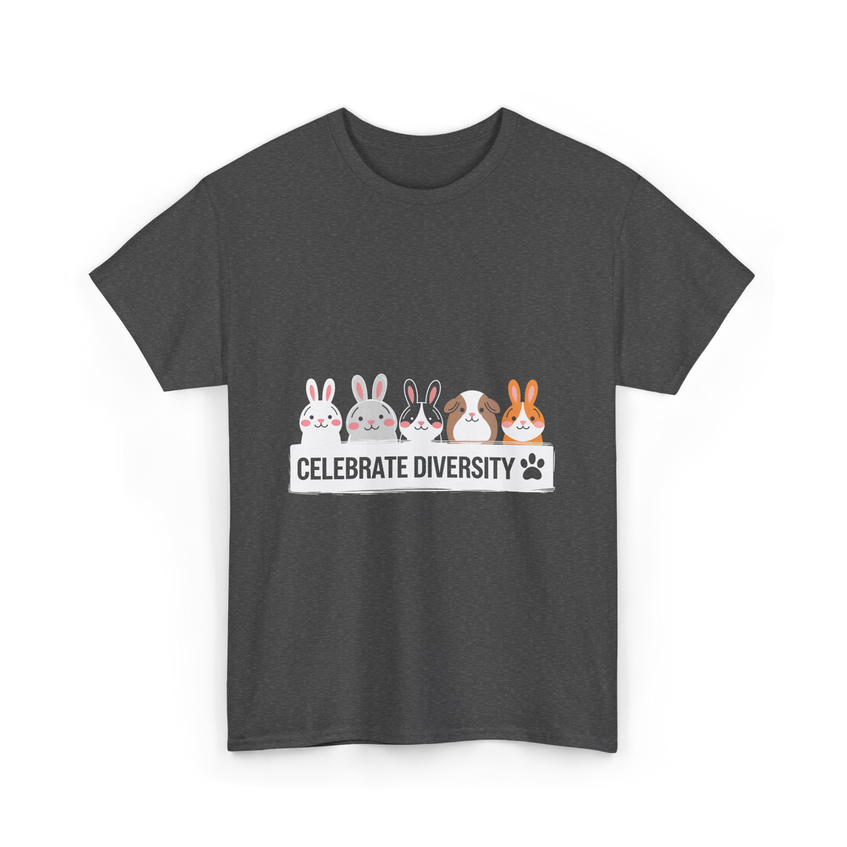 Celebrate Diversity Pet Bunnies T-Shirt - Dark Heather