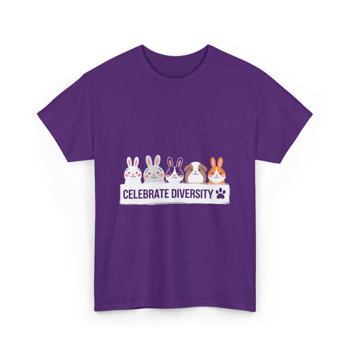 Celebrate Diversity Pet Bunnies T-Shirt - Purple