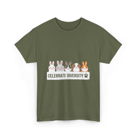 Celebrate Diversity Pet Bunnies T-Shirt - Military Green