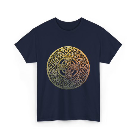 Celtic Cross Celtic Knot Art T-Shirt - Navy