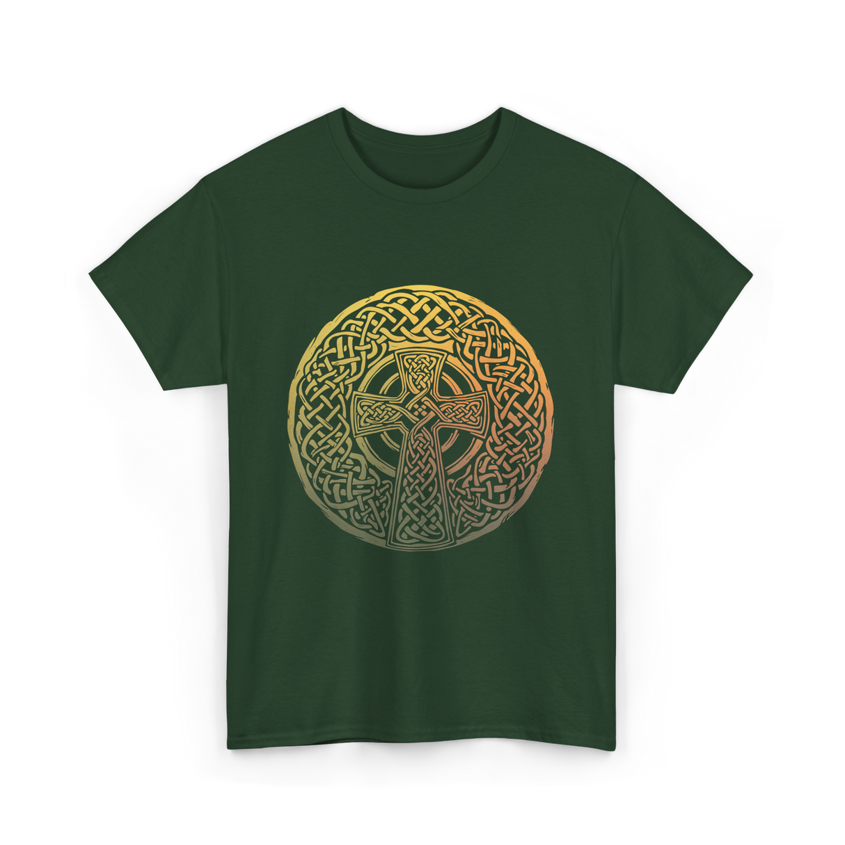 Celtic Cross Celtic Knot Art T-Shirt - Forest Green