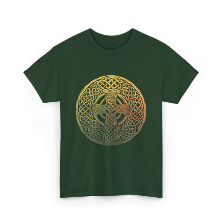 Celtic Cross Celtic Knot Art T-Shirt - Forest Green