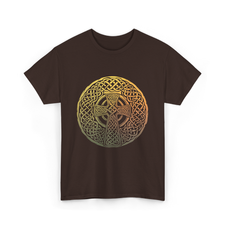 Celtic Cross Celtic Knot Art T-Shirt - Dark Chocolate